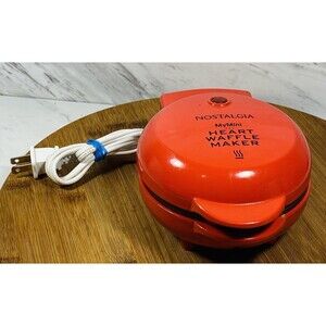 Nostalgia My Mini Heart Waffle Maker Red Tested Works
